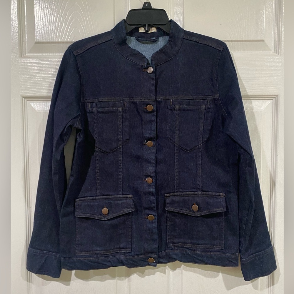 Eileen Fisher Dark Blue Jean Jacket - Picture 2 of 13